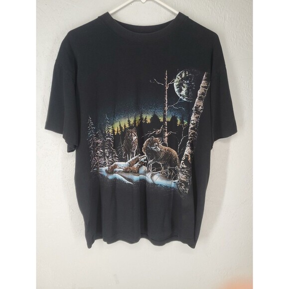 Vintage 90s 1993 Gardner Wolf Nature T-shirt The Mountain Find 23 Wolves Sz L - Picture 1 of 5